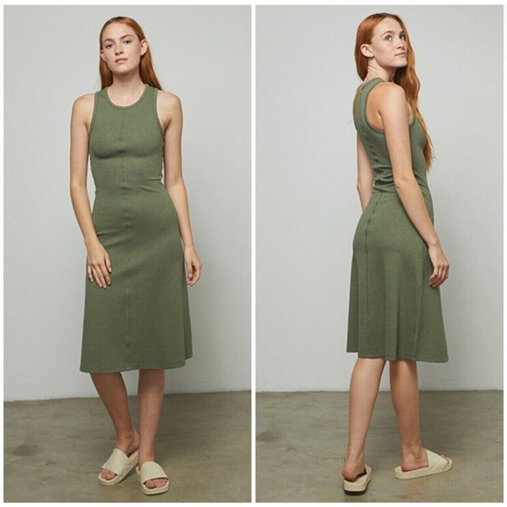 LUNYA Womens Dress Medium Green Pullover Midi Tank Sundress RESTORE FITTED